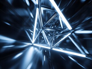 Poster - Abstract Geometric Structure with Neon Lights