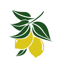 Poster - Lemon Branch Vector Illustration with Green Leaves