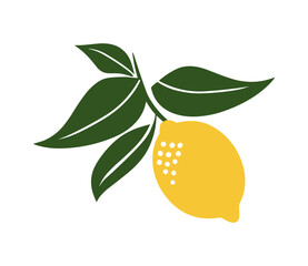 Poster - Lemon Vector with Leaves Fruit Botanical Design