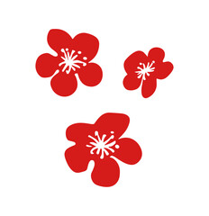 Poster - Red Plum Blossoms Vector Design Element Flowers