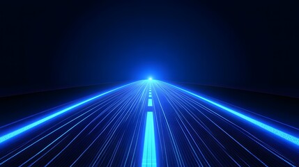 Poster - Radiant Blue Light Pathway Extending into Darkness
