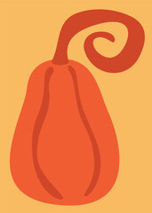 Wall Mural - Poster with long pumpkin. Holiday design in flat style.