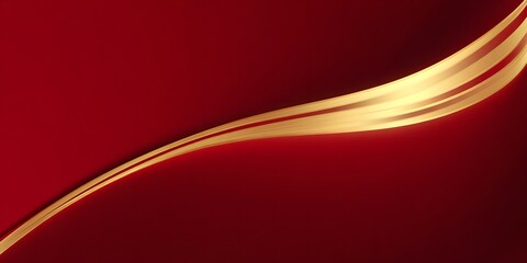 Poster - Golden Curve on Red Background