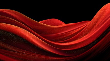 Poster - Dynamic Red Waves on Black Background