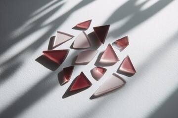Poster - Fragmented geometric shapes with shadow play on a pristine white surface