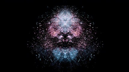 Poster - Abstract Particle Explosion with Symmetrical Design on Black Background
