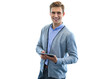 © ty - Smiling young man using digital tablet on a transparent background