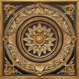 Ornate Gold   Black Floral Design  Intricate Carving  Decorative Panel  Luxury Texture