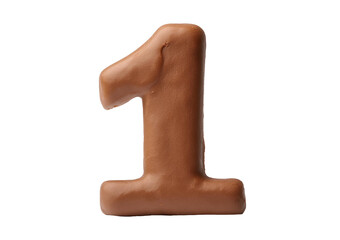 Fototapete - 3D clay alphabet 1 isolated on transparent or white background