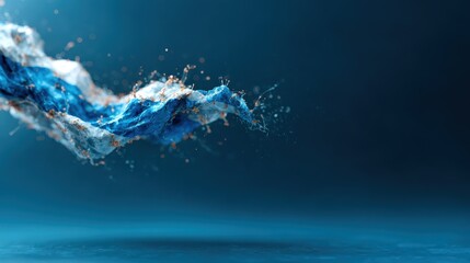 Poster - An artistic representation of flowing water with a mix of deep blue tones, creating an abstract and dynamic visual effect that captures movement and the essence of fluidity.