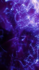Poster - Purple abstract glowing dots forming chaotic trails over a dark backdrop