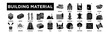 © Sis - building material icon set. Editable Stroke Icon Collection. Wood, Metal, Plastic, Glass, Stone, Fabric, Ceramic, Leather, Paper, Foam, Carbon, Brick, Bamboo, Marble, Sand, Clay, Wool, Cotton, Acrylic