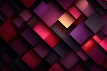 Poster - abstract composition of layered blocks with a vibrant burgundy color scheme