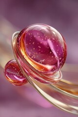 Poster - abstract artistic composition featuring pink and silver spheres in motion