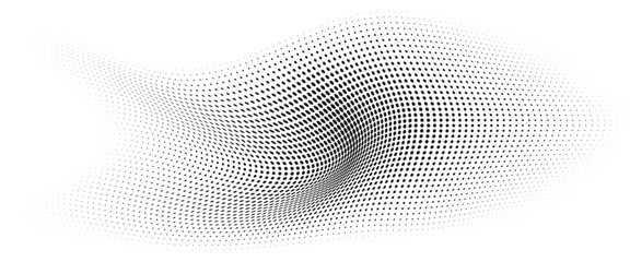 Aufkleber - Flowing Wave Dot Halftone Pattern: Curve Gradient Shape on Transparent Background. Suitable for AI, Tech, Network, Digital, Science, and Technology Themes.