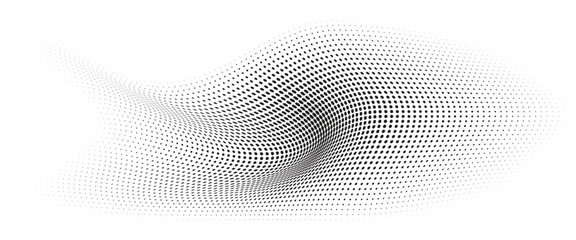 Aufkleber - Flowing Wave Dot Halftone Pattern: Curve Gradient Shape on Transparent Background. Suitable for AI, Tech, Network, Digital, Science, and Technology Themes.