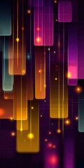 Poster - Colorful glowing shapes and lines on a dark gradient background design