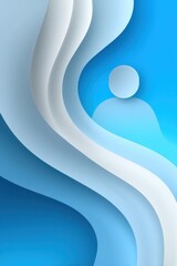 Poster - abstract blue and white waves with silhouette design representing simplicity and elegance