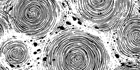 Poster - Seamless black and white ink splatter and droplets pattern for artistic designs