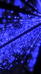 Poster - Abstract blue fiber optic strands radiating from a central point, creating a tunnel-like visual effect