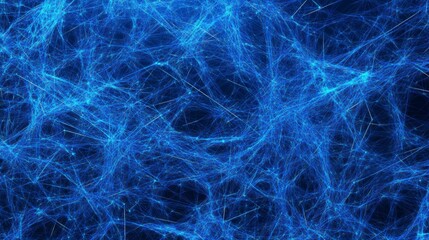 Fototapete - Abstract blue glowing network texture background.