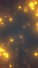 Poster - Abstract glowing orange particles dispersed in a dark space, creating a sense of cosmic depth and energy