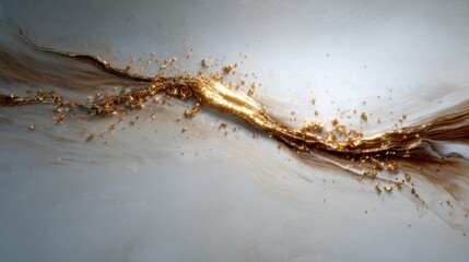 Poster - An elegant abstract design featuring flowing lines and golden accents set against a soft backdrop, representing fluidity and creativity, perfect for elegant decor.