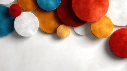 Poster - An abstract composition featuring vibrant circles and shapes in various colors creates an engaging visual display, perfect for modern art enthusiasts and creative projects.