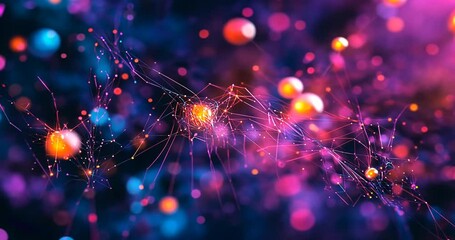 Abstract network of glowing particles