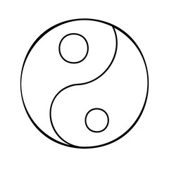 Poster - Yin Yang symbol with two small circles curved line art on background balance harmony