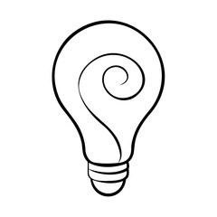 Poster - Line art lightbulb with a spiral filament on background idea concept vector