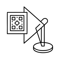 Poster - Line art of a spotlight illuminating a square with geometric shapes lamp illumination