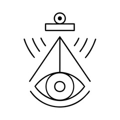 Poster - Line art eye symbol with triangle radiating lines on background handdrawn