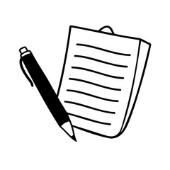 Poster - Pen lined notepad handdrawn line art on background for writing notes paper