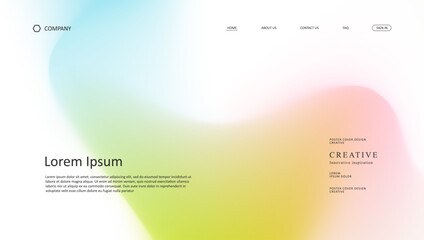Fototapete - Abstract wave futuristic design of landing page. retro gradient mesh website design