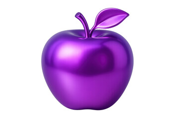Fototapete - Glossy purple apple with stem and leaf isolated on transparent background, ideal for healthy eating or fantasy concepts
