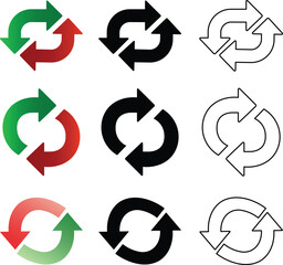 Poster - Set of diverse circular arrows in various colors and styles suitable for web design and icons