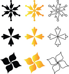 Poster - Collection of decorative floral and cross-shaped vector elements in various styles and colors