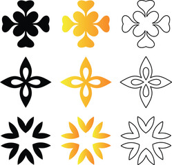 Poster - Collection of decorative floral cross design elements in various styles and color variations