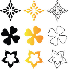 Poster - Collection of decorative floral vector elements featuring varied shapes and gradient color designs