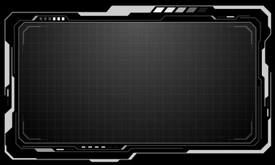 Poster - HUD frames white grey user interface elements design modern technology futuristic control panel screen digital hologram window gaming menu touching cyber monitor set on black background vector