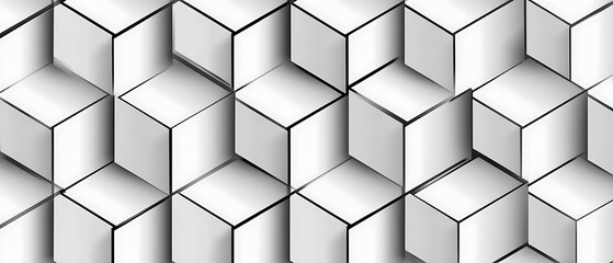 Aufkleber - Abstract geometric cube arrangement in white