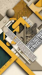 Leinwandbilder - Geometric abstraction with spheres and patterns