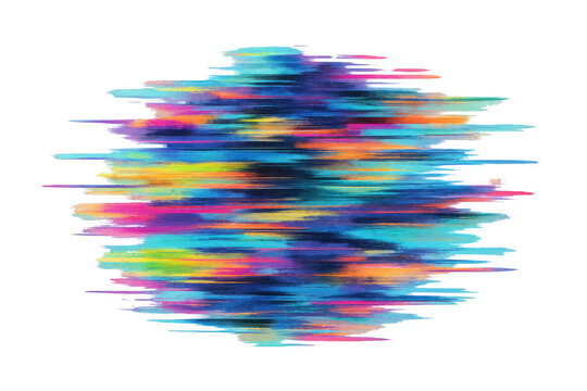 Vibrant glitch effect forming dynamic brush strokes, ideal for adding a touch of abstract art to designs with transparent background