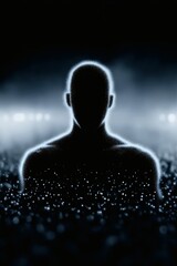 Wall Mural - digital silhouette in light, futuristic crowd energy, club music event poster background