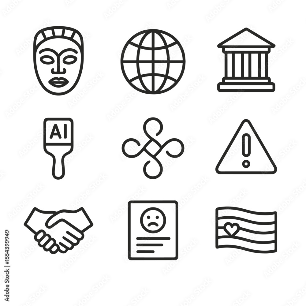 Cultural Appropriation Icons. Outline icon set of cultural ...