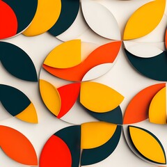 Leinwandbilder - Abstract floral geometric shapes retro style