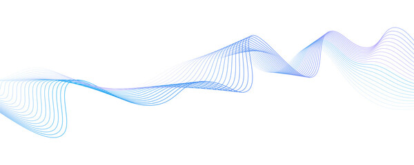 Poster - Vector wave lines smooth flowing dynamic blue purple pink gradient isolated on white background for concept of technology, digital, communication, science, music
