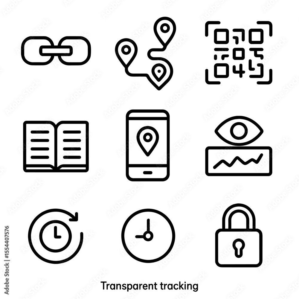 Vektor Transparent Tracking Icons. Outline icon set of transparent ...