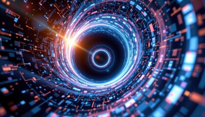 Poster - A mesmerizing, swirling tunnel of light and technology, beckoning viewers into its depths